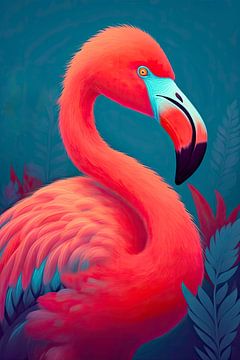 Colourful animal portrait: Flamingo by Christian Ovís