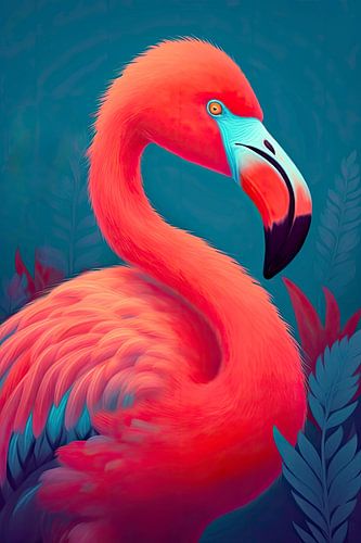 Colourful animal portrait: Flamingo