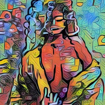 Kleurig modern kunstwerk van een abstract vrouwelijk model