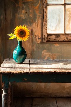 Zonnebloem in de kamer van Poster Art Shop