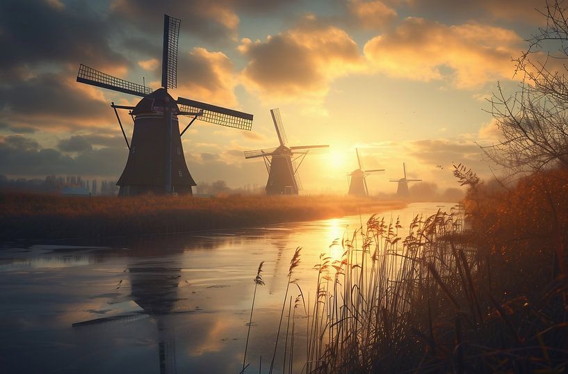 Molen aan de rivier van fernlichtsicht