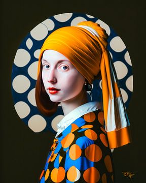 Modern Girl with a Pearl Earring IV Johannes Vermeer by René van den Berg