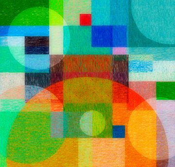 Komplexe, farbenfrohe Abstraktion von Corinne Welp
