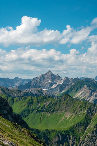 Uitzicht op de Hochvogel en de Allgäuer Hoge Alpen