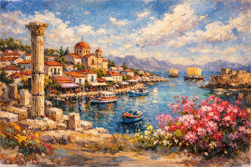Salamis, Cyprus, een impressionistisch schilderij.