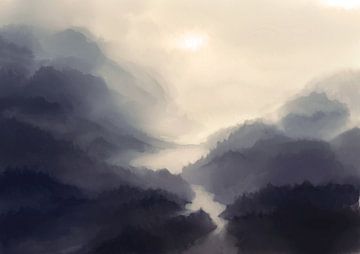 Brug in de mist von Petra van Berkum