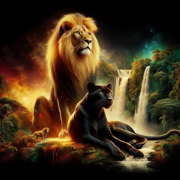 The lion and panther by Moni Baum