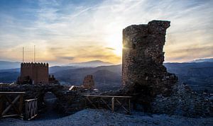 Ruines du château de Tabernas au coucher du soleil