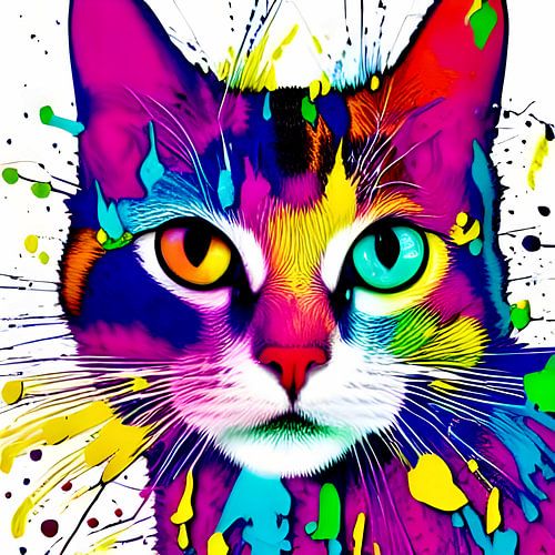 Portrait d'un chat IX - graffiti pop art coloré