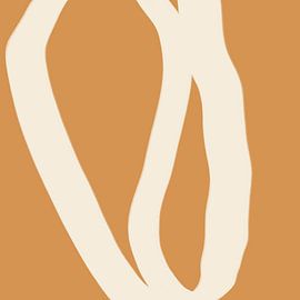 Abstract minimalist line art in bright pastel colors. White on yellow.. by Dina Dankers