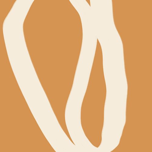 Abstracte minimalistische lijntekening in heldere pastelkleuren. Wit op geel.