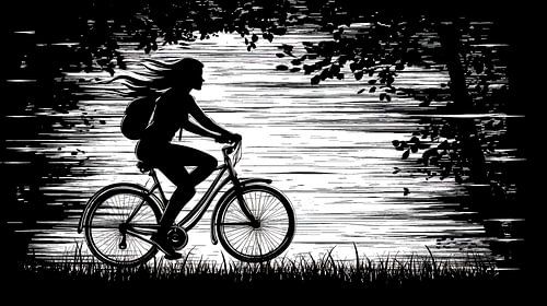 Fietser in de avondzon