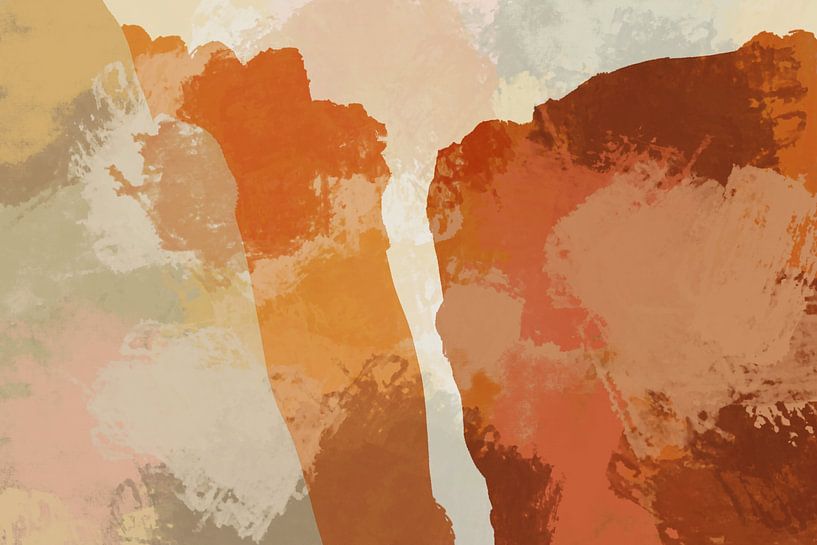 Warme abstracties in pasteltinten. Moderne abstracte kunst VII van Dina Dankers