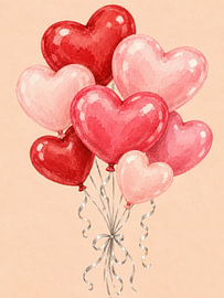 Aquarell-Herz-Ballonstrauß von Thomas burnet