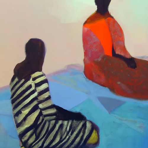 Buntes abstraktes Gemälde "Freunde"