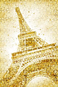 Eiffeltoren Verpakt in Goud van Melanie Viola