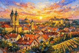 Eger in Hongarije, een impressionistisch schilderij. van Galerij Hoppenbrouwers