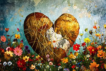 Gebrochenes Herz mit Gold wiederhergestellt