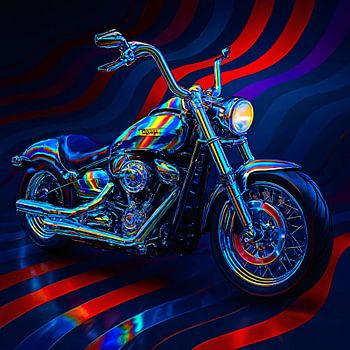 Custom Harley im prismatischen Farben Glanz