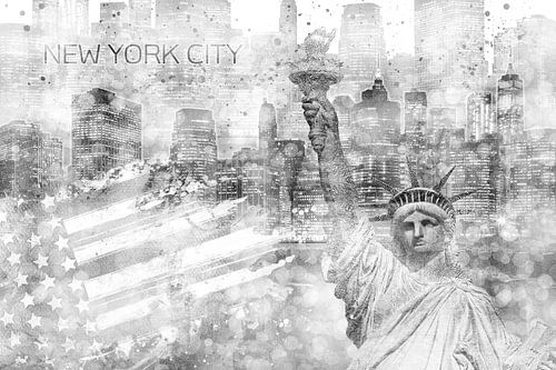 Grafische Kunst MANHATTAN Collage | zilver