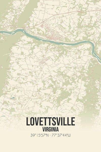 Alte Karte von Lovettsville (Virginia), USA. von Ortsdrucke