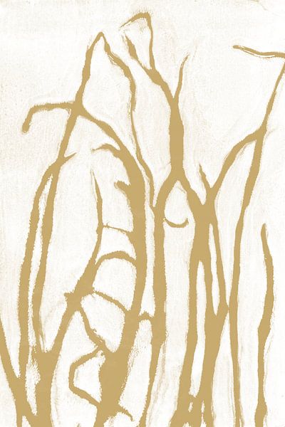 Grass in retro style. Modern botanical minimalist art in yellow and white by Dina Dankers