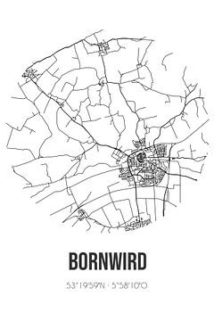 Bornwird (Fryslan) | Landkaart | Zwart-wit van Rezona