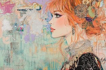 Portretvrouw | Surreal Gaze through Pastels van Blikvanger Schilderijen