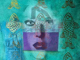 Vissen, jurk en een gezicht van Gabi Hampe