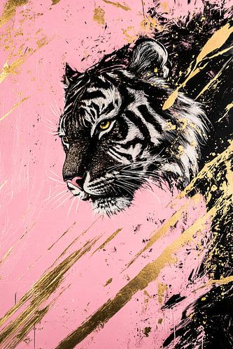Tijger met roze en goud