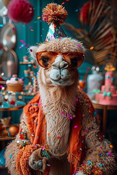 Grappig feest kameel van Felix Brönnimann