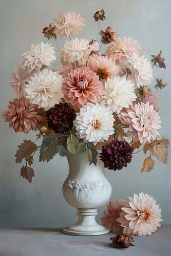 Stilleven met dahlia's