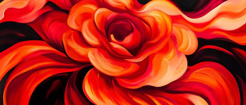 Fleur de rose rouge vif abstraite par Poster Art Shop