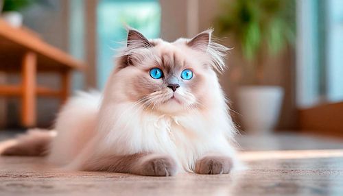 Schattige kat in de woonkamer