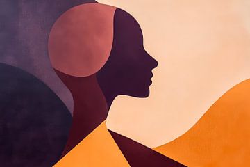 Stylised profile view in earth tones by Poster Art Shop