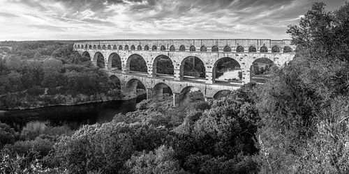 Pont Du Gard in zwart-wit