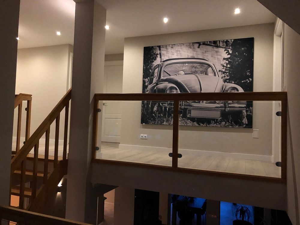 Black and white photograph of a VW beetle  by Edith Albuschat 