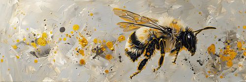 Bij abstract schilderij