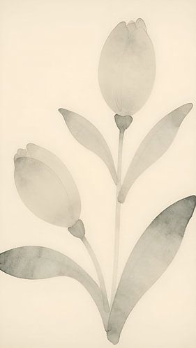 Tulip buds in grey watercolour
