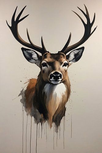 Colorful Modern Abstract Deer Portrait