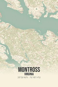 Vintage landkaart van Montross (Virginia), USA. van Rezona