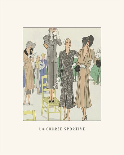 La course sportive | Historische mode prent | vintage Art Deco fashion advertentie (gezien bij inter