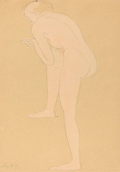 Nach vorne gebeugte Figur mit angehobenem rechten Knie, Auguste Rodin von Meisterhafte Meister