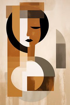 Bauhaus Geïnspireerde vrouw: Aardse Tinten van Lisa Maria Digital Art