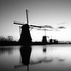 Windmills in Kinderdijk b/w by Nuance Beeld
