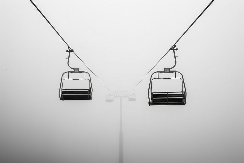 Ski lift in the fog by Poster Art Shop