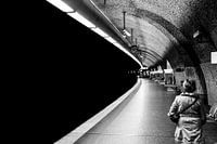Abstraction of an underground metro stop (black and white)
