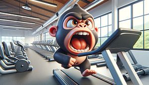 Gorilla-Power auf dem Laufband