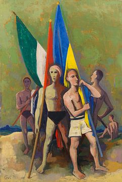 Karl Hofer, Jeunes hommes avec des drapeaux, 1935