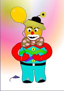 Kinderzimmerbild  -  Clown mit Luftballon van Roswitha Lorz